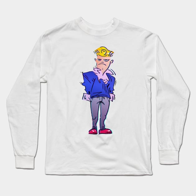 Grumpy guy with sad crotch Long Sleeve T-Shirt by JoannaSkiba